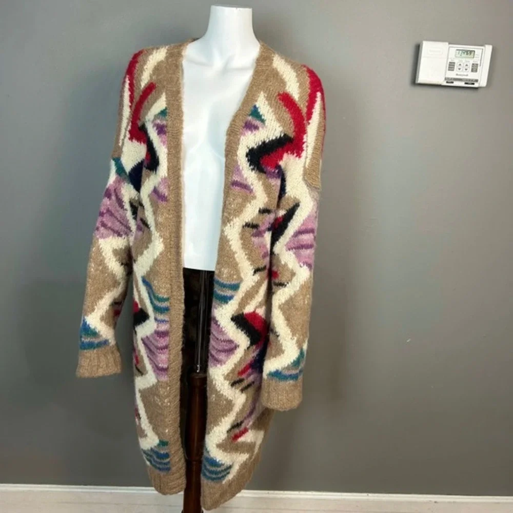 Anthropologie Moulinette‎ Soeurs Long Cardigan Sweater M L Oversized Colorful